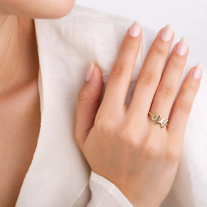 Bague personnalisée avec prénom en coréen couleur or