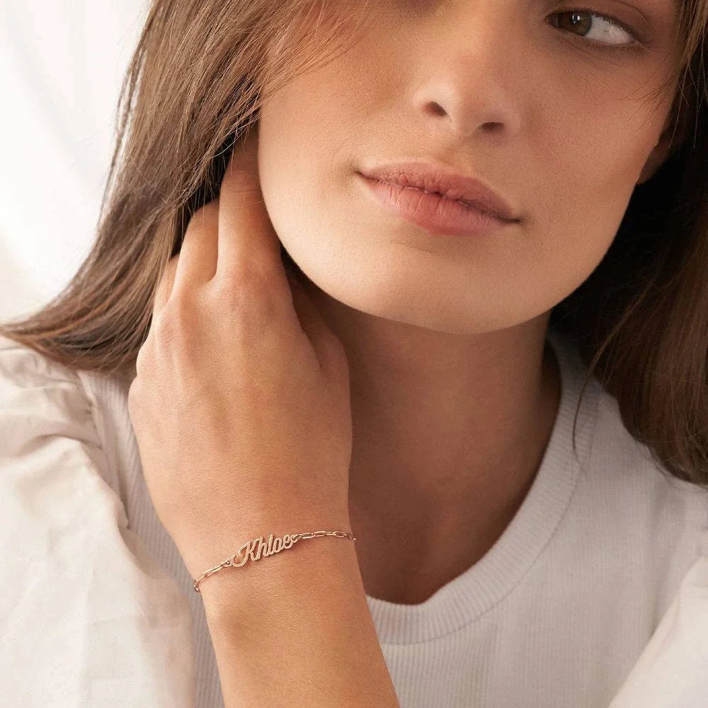 Bracelet personnalisé avec prénom couleur or rose
